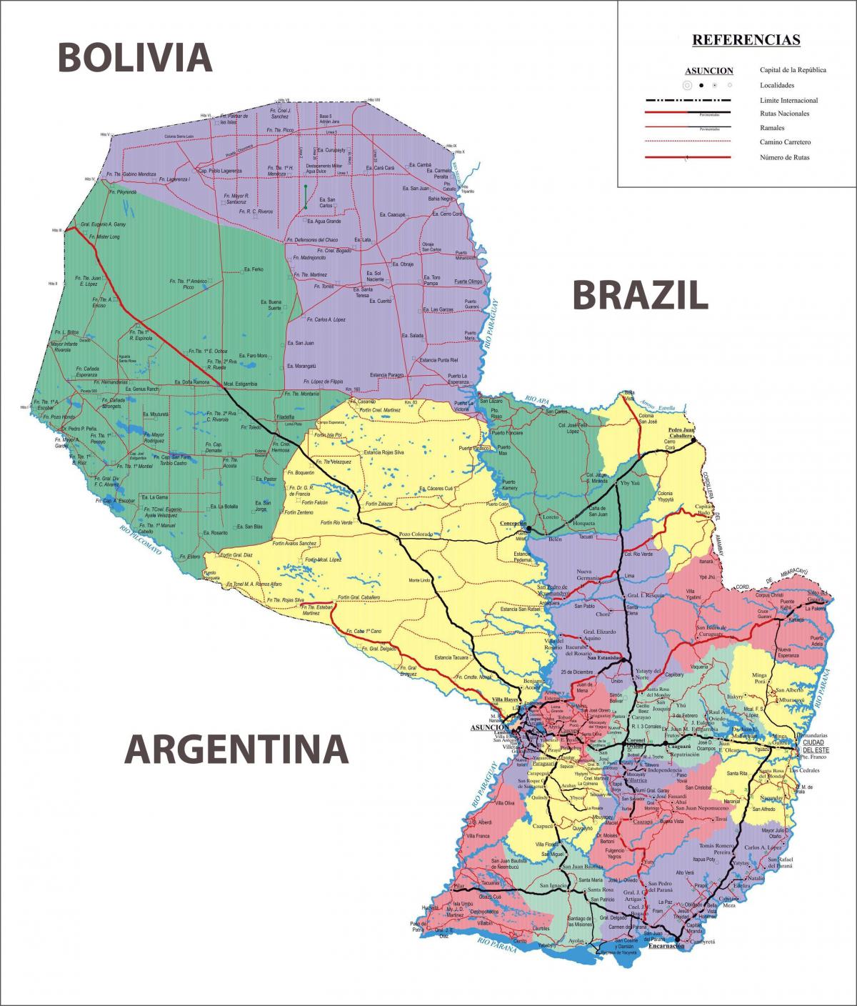 el mapa de Paraguay