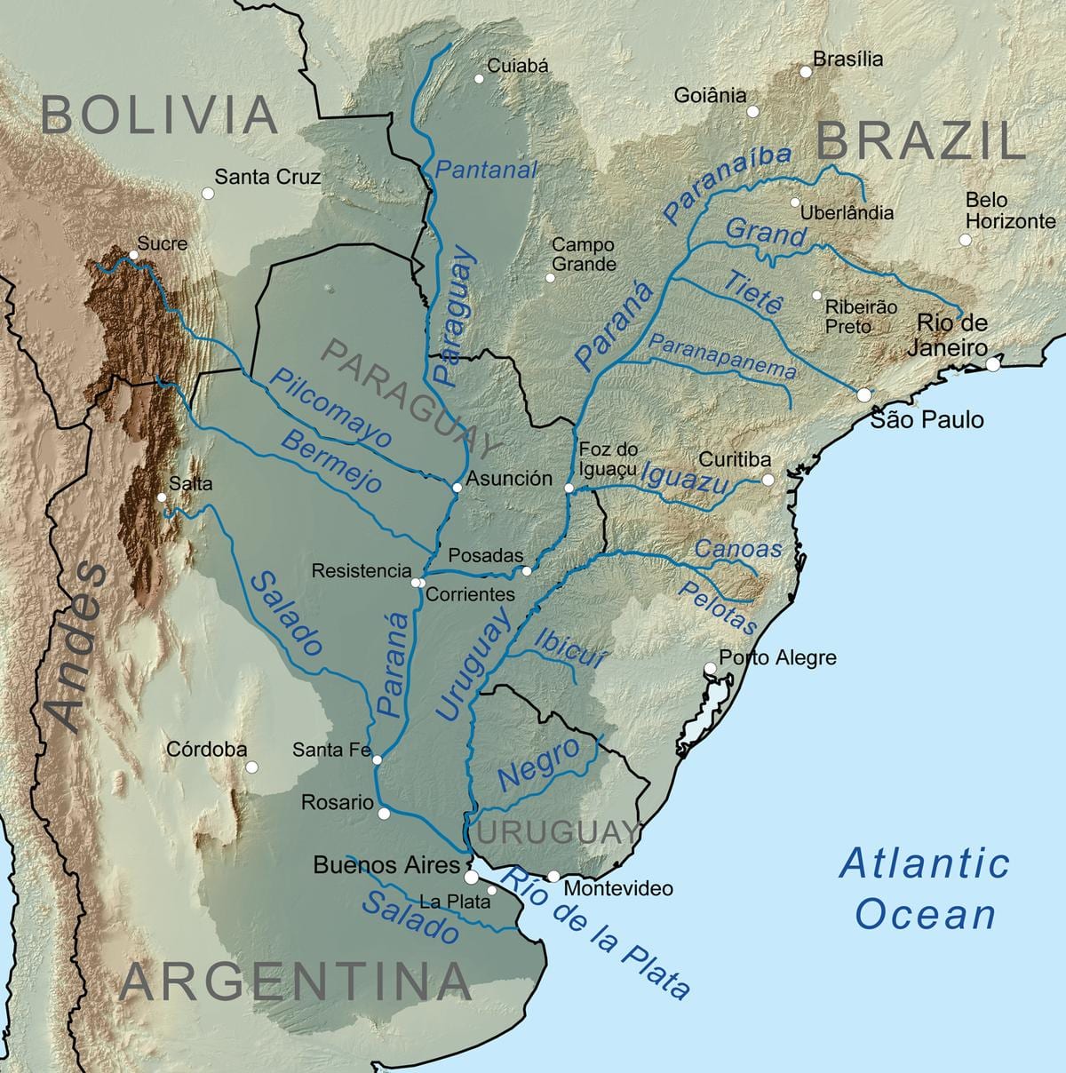 Mapa del río Paraguay